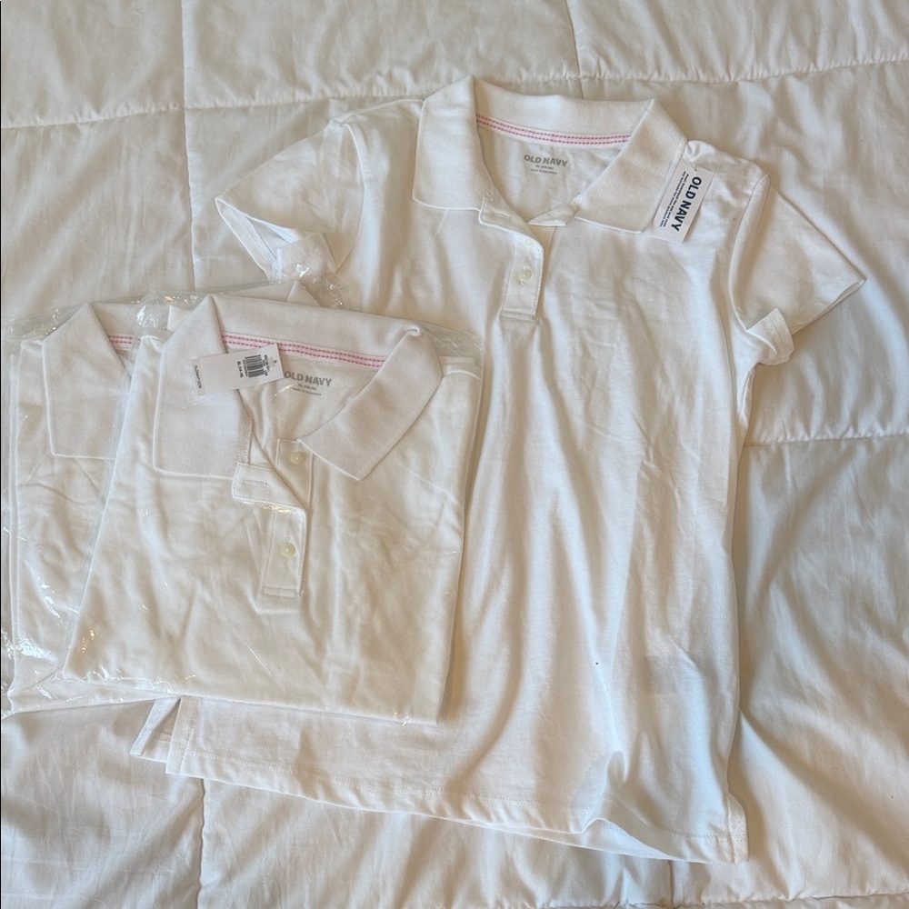 Old Navy Girl’s White Polo Shirt Set of 3